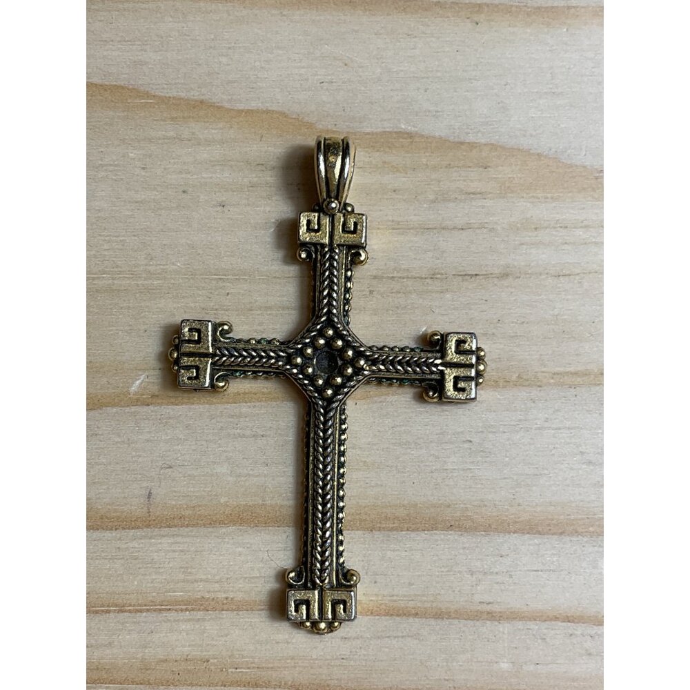 Antique-Style Orthodox Gold-Toned Cross Pendant